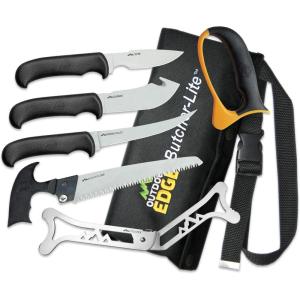 Outdoor Edge Butcher Lite, BL-1, Home or Field 8-Piece Game Processing Butcher Knife Set with Roll Pack