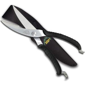 Outdoor Edge Game Shears – Spring Loaded with Serrated Edge and Bone-Breaking Notch for Quartering Birds, Small Game, and Fish with Nylon Belt Sheath