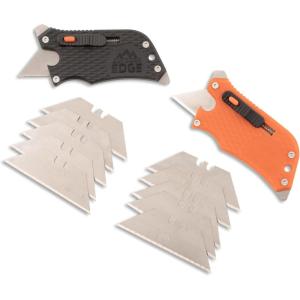 Outdoor Edge SlideWinder – Utility Knife Multitool with Standard Replaceable Razor Blade, Screwdrivers, Prybar, Bottle Opener and Pocket Clip with Locking Auto-Retracting Blade(Black and Orange)