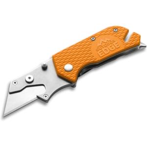 Outdoor Edge UTILIPRO 5 in 1 Utility Knife – Bottle Opener Flathead/Prybar, Phillips Screw Driver, Line Cutter & Pocket Clip. Uses Standard Utility Razor Blades (Black)(Orange)