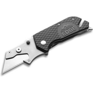 Outdoor Edge UTILIPRO 5 in 1 Utility Knife – Bottle Opener Flathead/Prybar, Phillips Screw Driver, Line Cutter & Pocket Clip. Uses Standard Utility Razor Blades (Black)(Black)