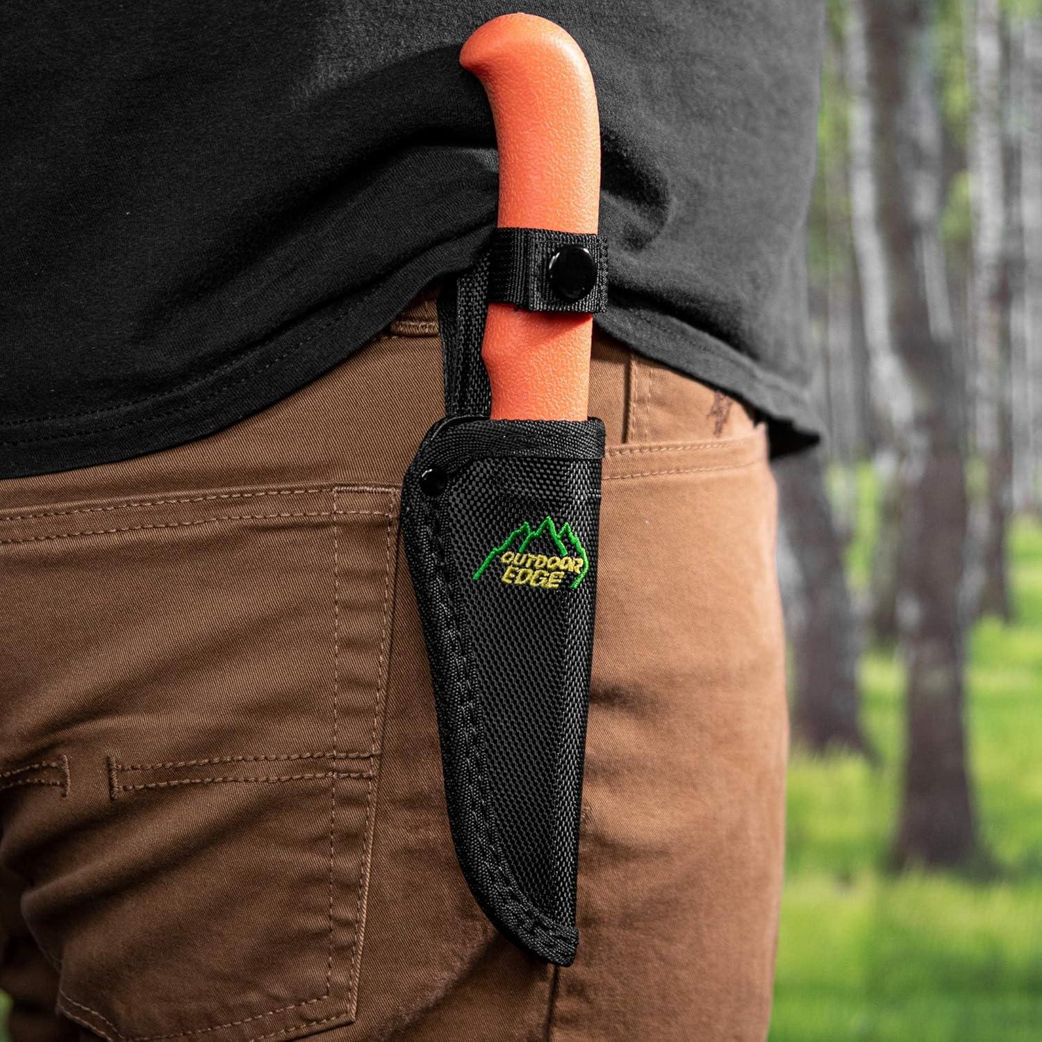 image:imageOUTDOOR EDGE Zip Blade 40 Fixed Blade Hunting Knife for Skinning and Gutting Big Game Includes Black Nylon Belt Sheath Deer Gutting KnivesZip Blade 4 Blade