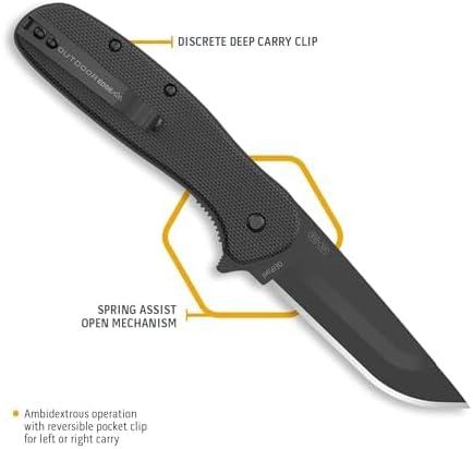 image:imageOUTDOOR EDGE RAZOR VX2 Black with 3 Black Drop Point Blades 1 Serrated Blade amp 6 Tantos Replaceable Blade EDC Folding Pocket Knife 3 Blade G10 Stainless Steel Handle