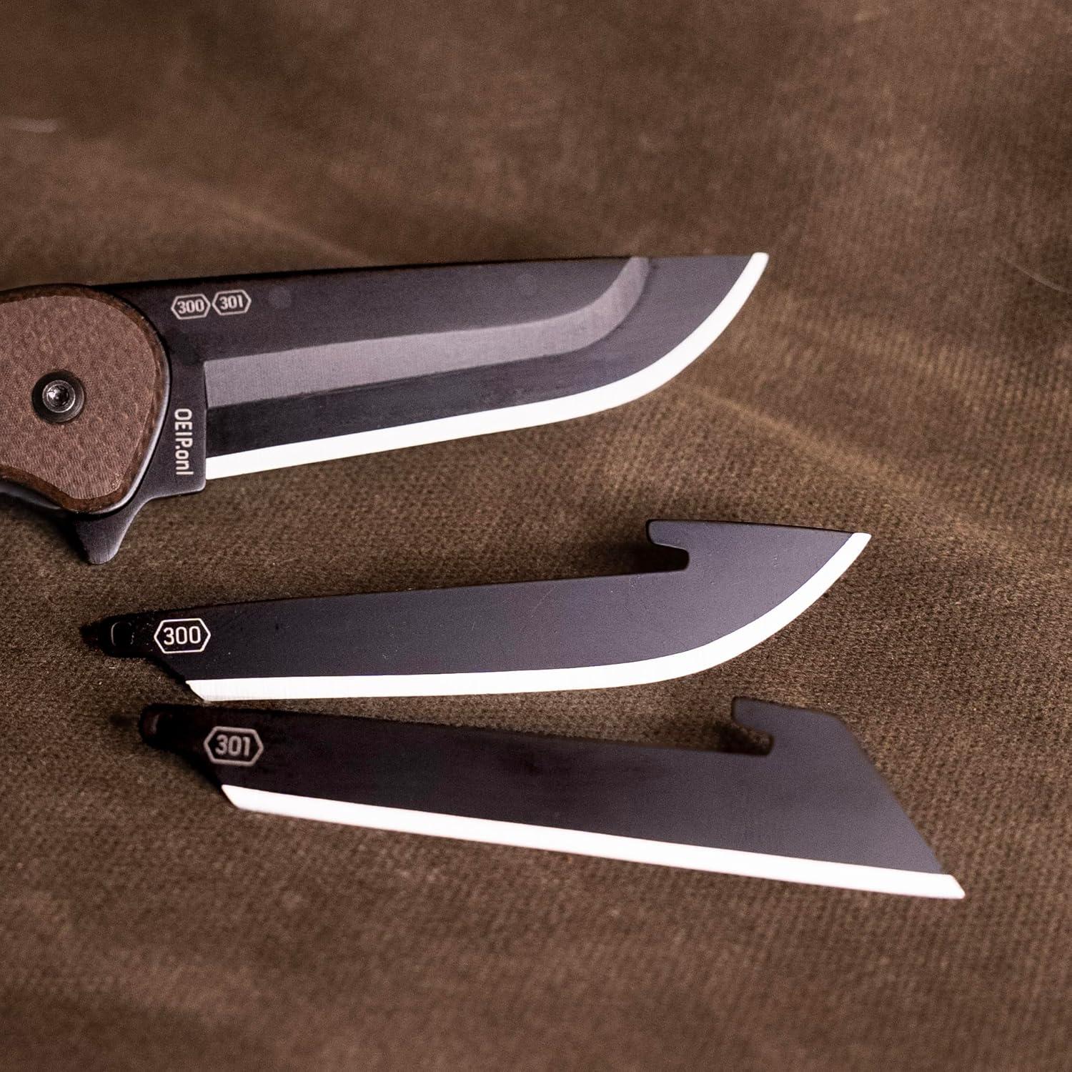 image:imageOUTDOOR EDGE RAZOR VX2 Brown Burlap with 3 Black Drop Point Blades 1 Serrated Blade amp 6 Utility Replaceable Blade EDC Folding Pocket Knife 3 Blade G10 Stainless Steel Handle